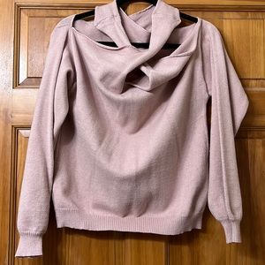 Off Shoulder Tops Crossed V- Neck Long Sleeve Halter Pullover